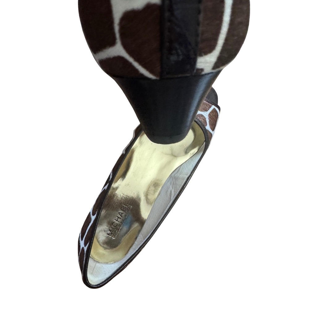 Michael Kors Beverly Demi Wedge Cow Hair Shoes Giraffe Print Gold-tone plate 9M - Picture 10 of 10